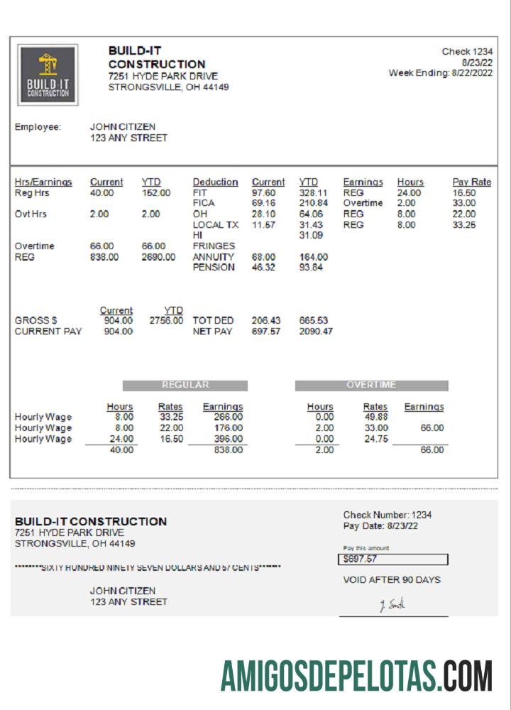 Demonstração de lucros da empresa de construção dos EUA em Ohio baixar para verificação